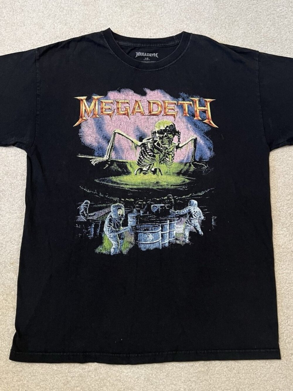 Megadeth Contaminated Large Black Shirt Vic Rattlehead Heavy Metal Band Graphic